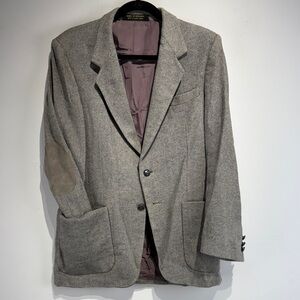 Beautiful Gray and Cream Herringbone Vintage Blazer made in Hungary